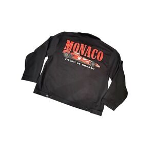 BrandMakers Jacket Mens 2XL‎ Black Monaco Circuit De Racing Car Windbreaker Zip